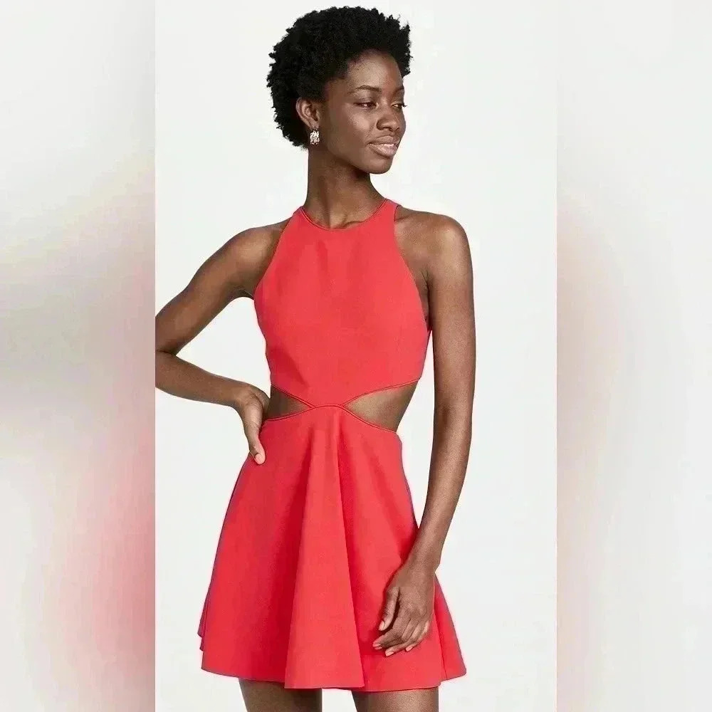 Alice and Olivia Cara Sleeveless Fit and Flare Cutout‎ Mini Dress